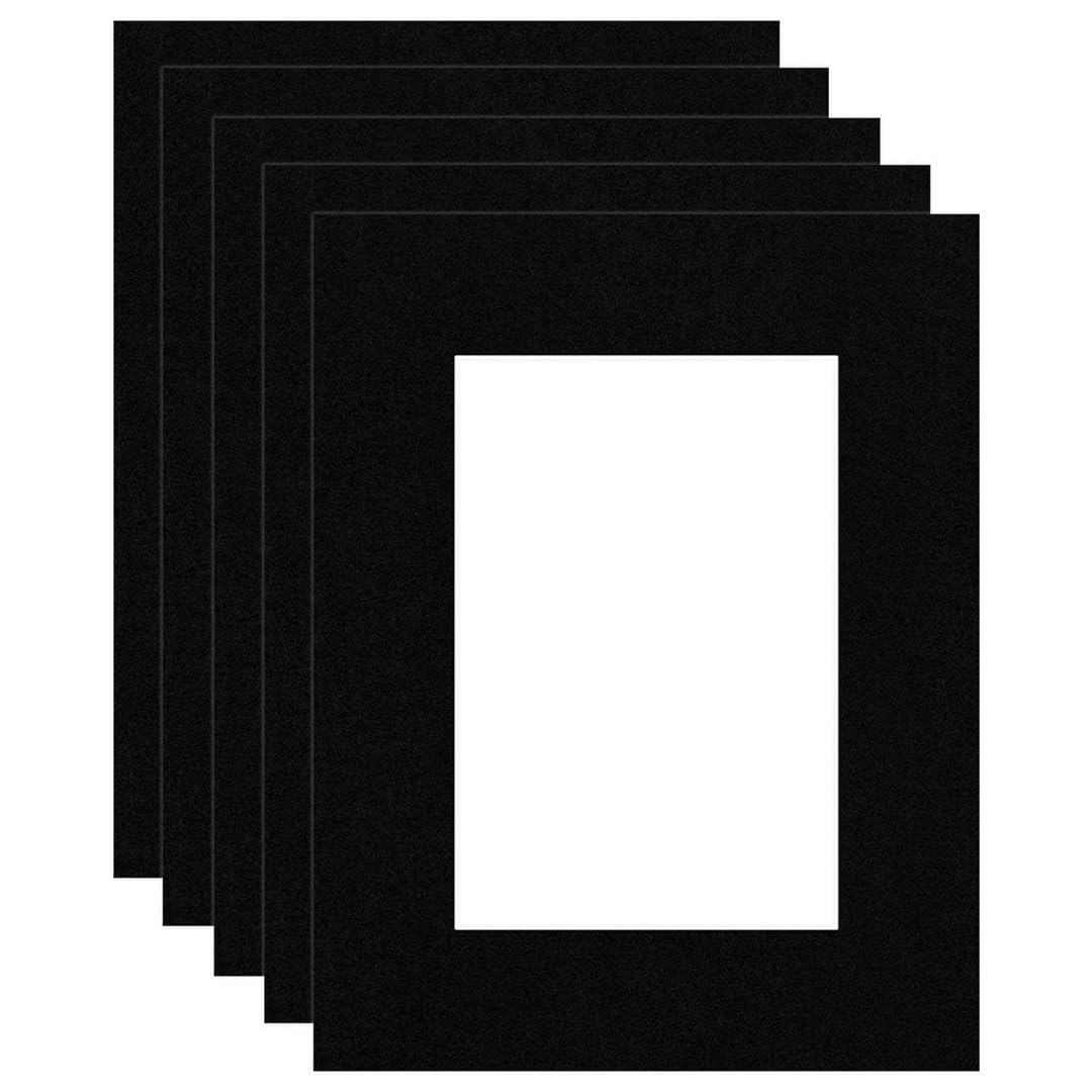 Procut Global 9x7" Black Picture Mounts Board to Fit 6x4" Aperture Size - Photo Mount Card Ideal for Prints, Artwork, Crafts & Certificates - Sizes & Colors Available - Pack of 5 — image 1