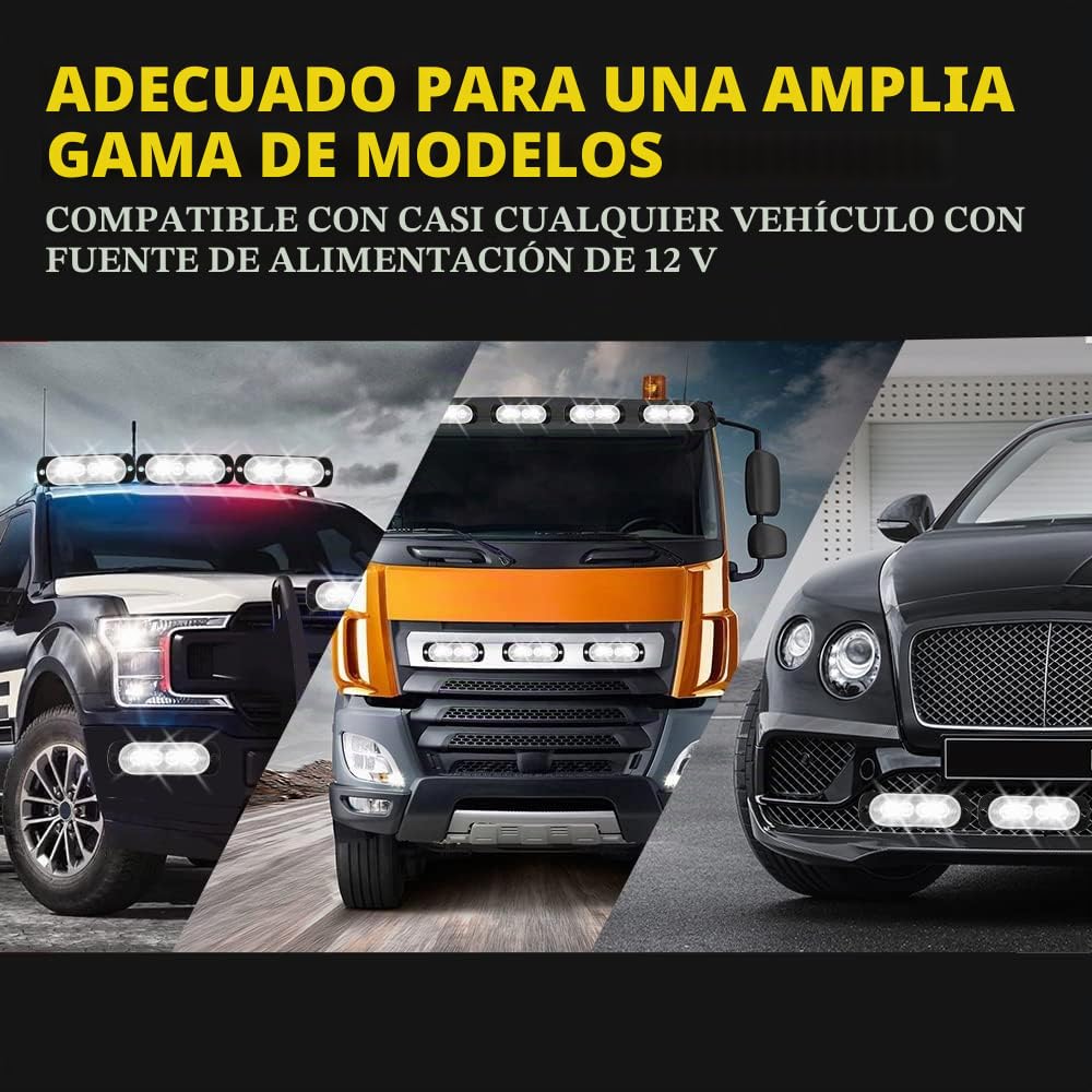 10pcs 4LED Blanco Luz de Advertencia Super Brillante Barra de Luz Estroboscópica 18 Modo Flash Para Coche Camión Pickup SUV Off Road Coche de Policía 12-24V
