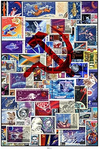 Soviet Space Program Propaganda Stamps Poster 24"x36" Printed with 200 Year Lifespan Archival Inks