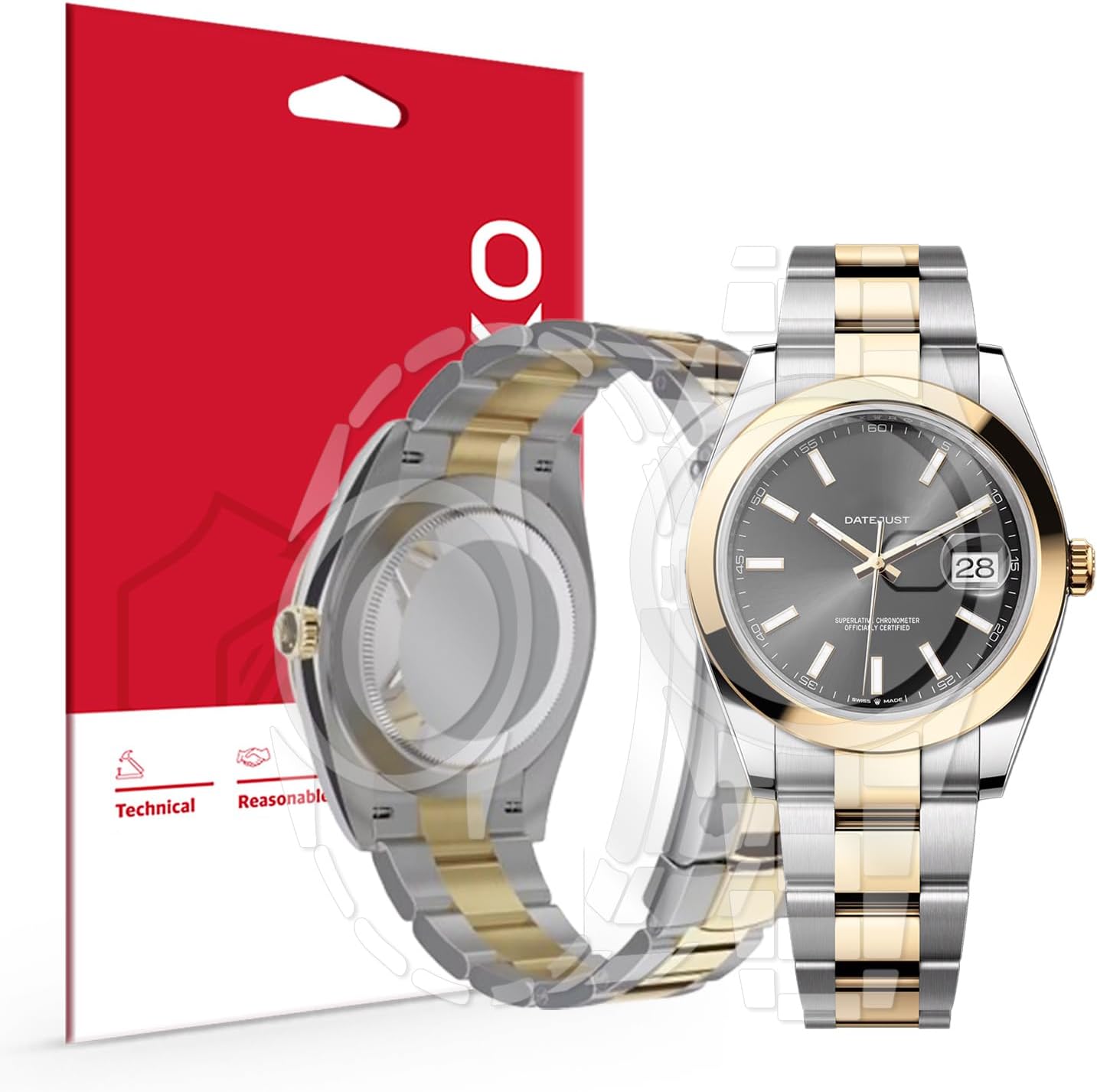 skoko 2 Pack Full Body Protective Film Compatible with Rolex Oyster Perpetual Perpetual Datejust 41mm, Glossy Clear Skin, Full Coverage, Anti Scartch, Easy Installation (RLE00060002)