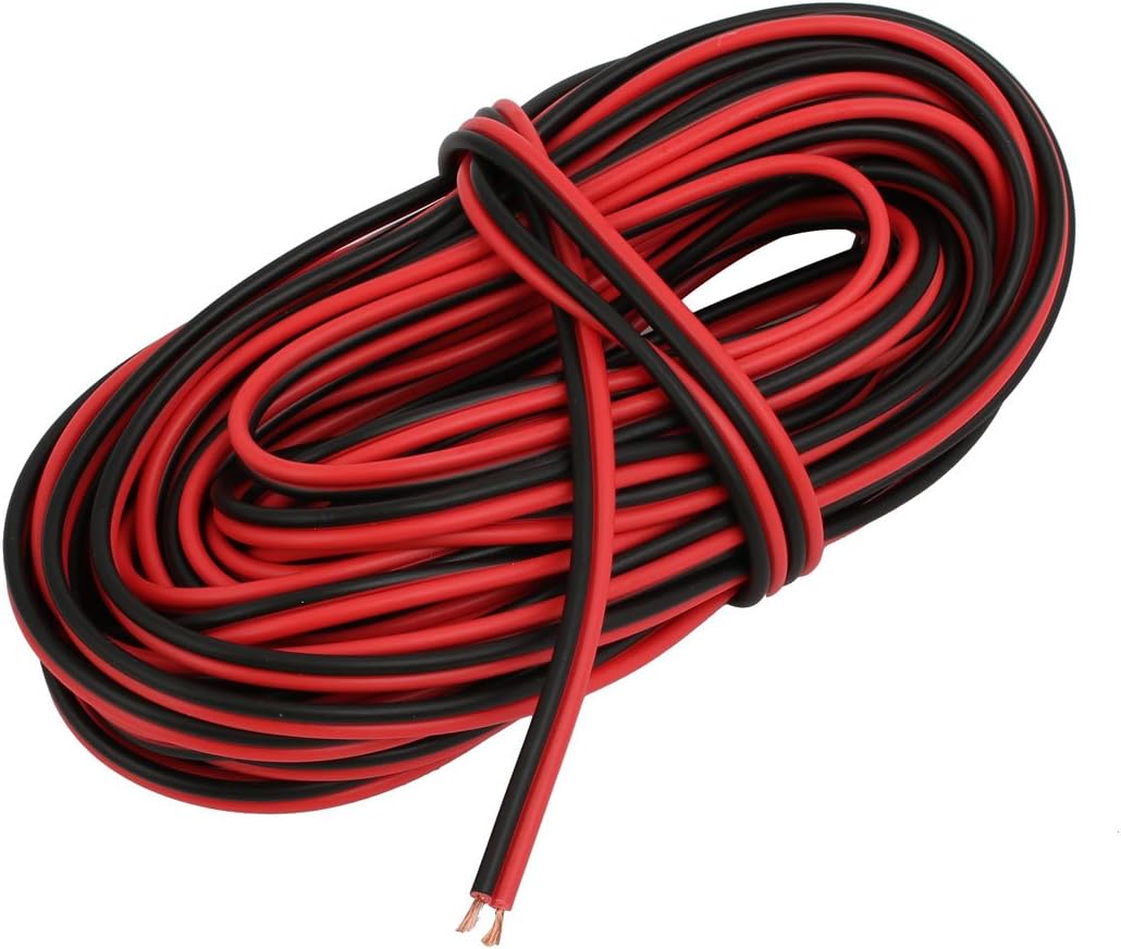 Aexit 0.5mm2 Indoor Transmission Outdoor PVC Insulated Electrical Wire Cable Black Red 12 Meter