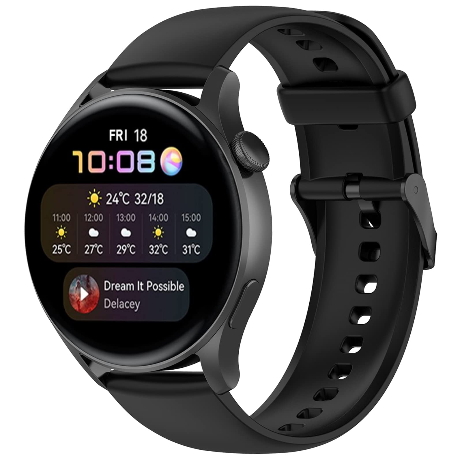 AWADUO Replacement Band Compatible with Huawei Watch 3 Pro New, Replacement Silicone Wrist Strap Bracelet Band for Man and Woman, Soft And Durable(Black)