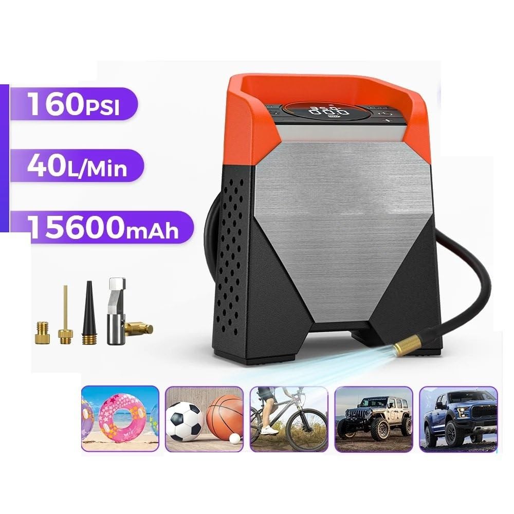 Ciclo di gonfiaggio Pneumatici Portatile | Compressore d'aria 7800/15600mAh Per auto, bici, palloni, pompa ad aria