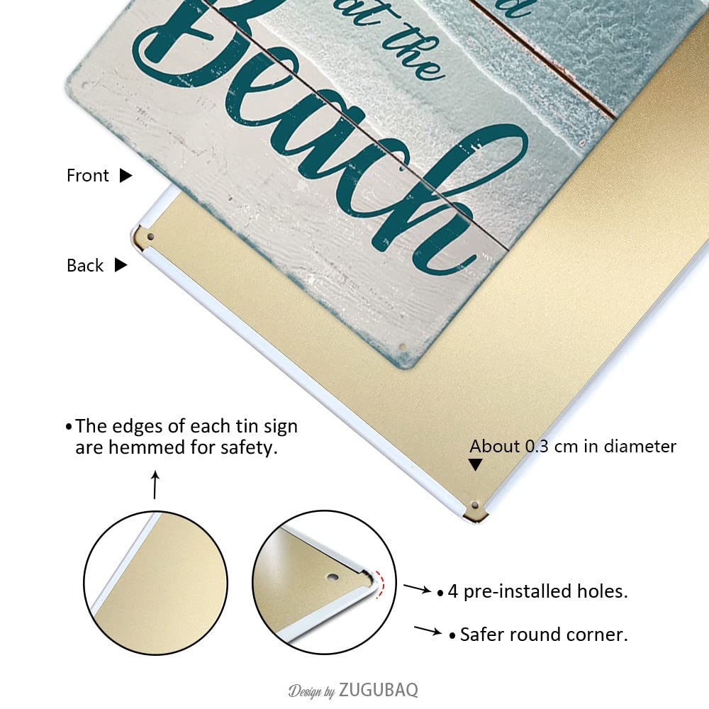 Targa in metallo con scritta Beach Bar, in stile vintage, retrò, in alluminio, 20 x 30,5 cm
