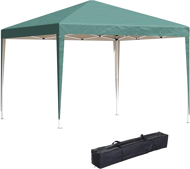 Outsunny 3 x 3M Garden Pop Up Gazebo Height Adjustable Marquee Party Tent Wedding Canopy with Carrying Bag, Green