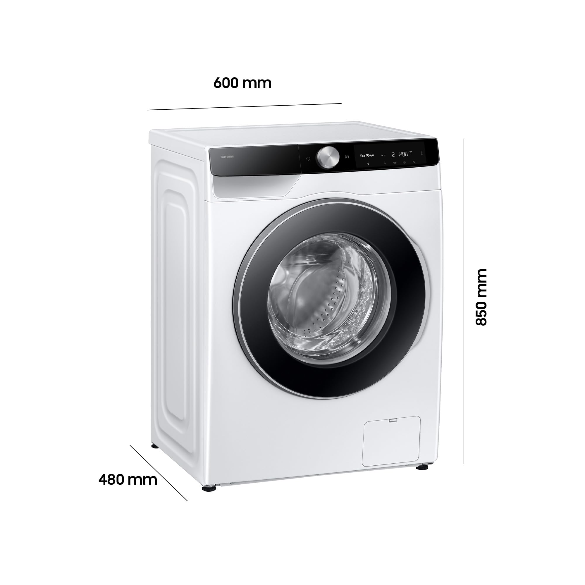 Samsung WW90DG6G94LKU2 Waschmaschine WW6100D SLIM, 9 kg, EEK: A (-10%), Klartext-Display, Dampfprogramm, SmartThings AI Energy Mode, Ecobubble, AI Wash, SuperSpeed 39 Min. Waschprogramm, Weiß