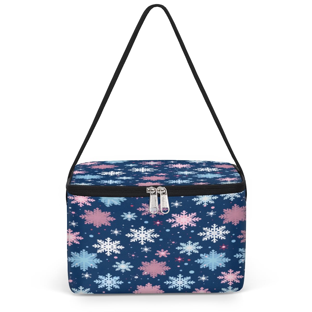 GzLeyigou Colorful Snowflakes Lunch Bags for Women Men 9 Cans, Hot & Cold Food Delivery Bag Insulated Grocery Bag Insulated Lunch Box Cooler Bag for Office Work Picnic Beach