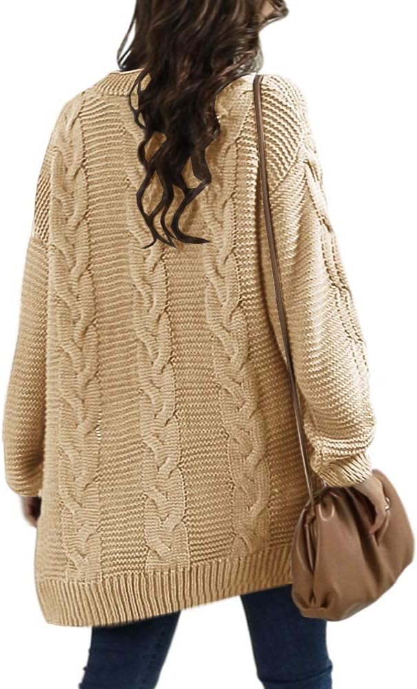Womens Oversized Chunky Open Front Cardigan Sweaters Cable Knit Long Sleeve Cardigans Outwear Coats - Image 3