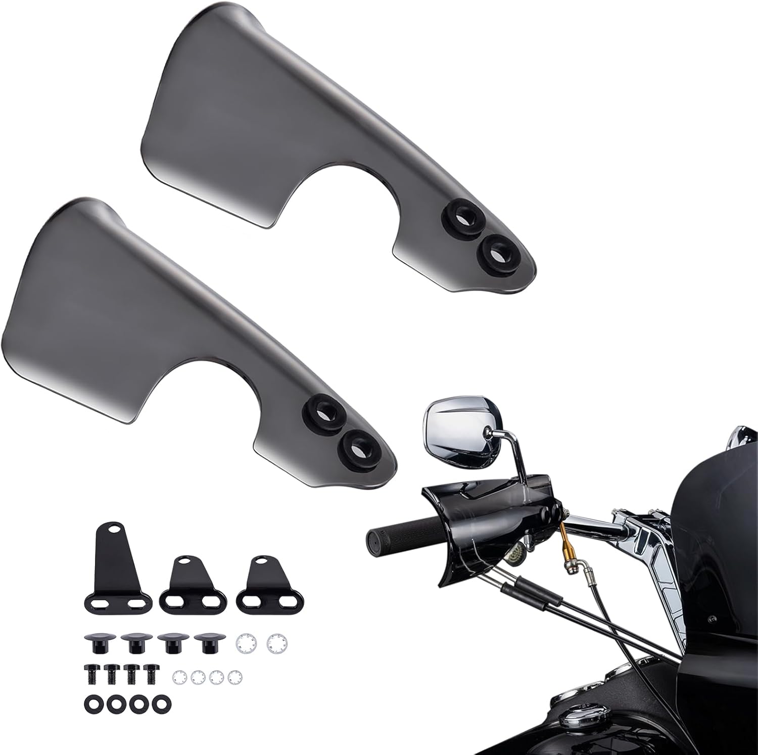 Motorcycle Handlebar Handguards, Smoke Hand Guards Hand Protectors Compatible with Harley M8 Softail Fat Bob, Low Rider S, Low Rider, Breakout, Fat Boy