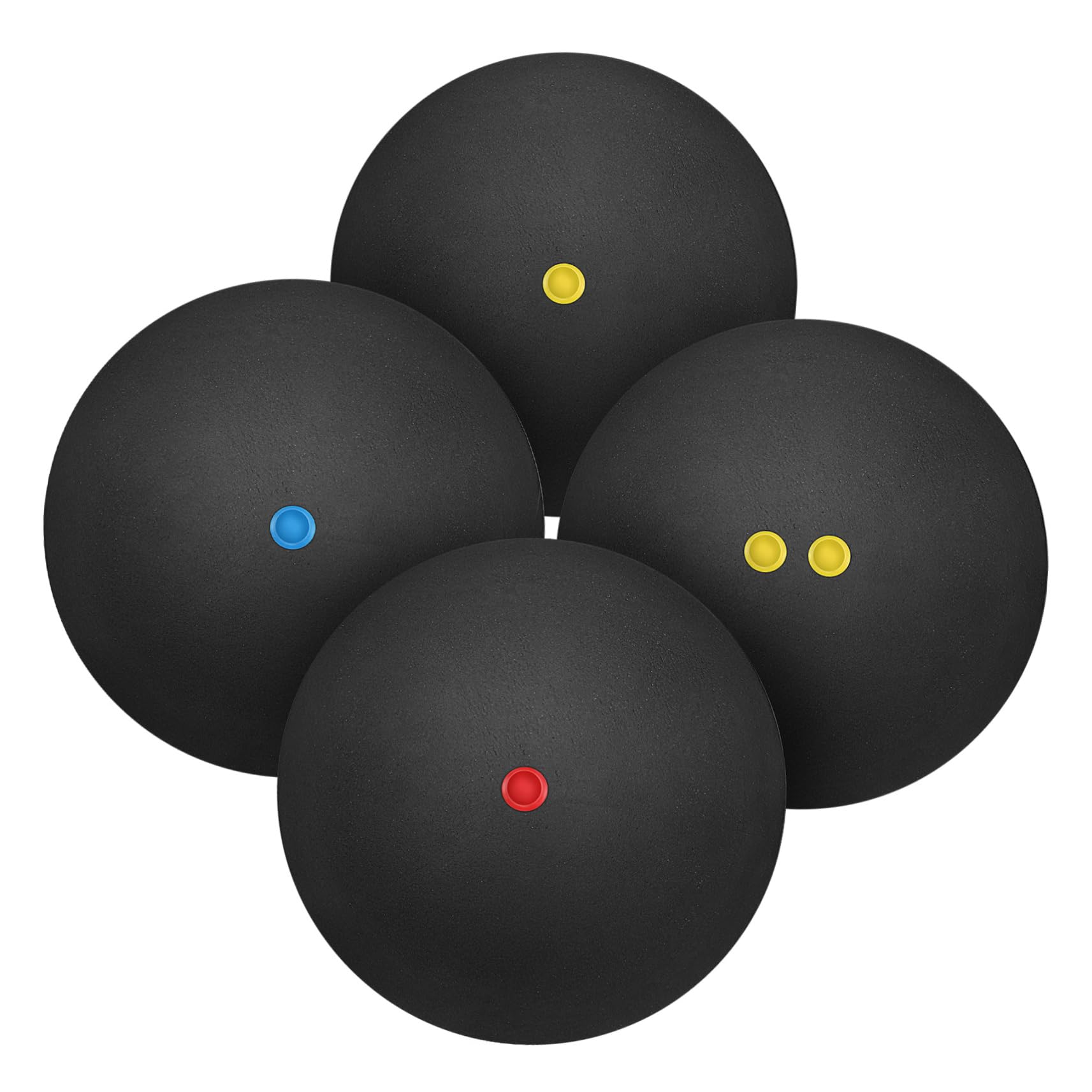 KICHOUSE Sports Theme Squash Balls 4 Pack Double Yellow Bounce Balls Training Equipment Racket Sports Boys and Girls