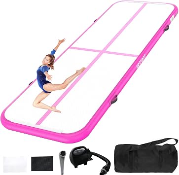 NBSPORT Inflatable Gymnastics Mat 10ft/13ft/16ft/20ft Air Tumble Track 4/8 inches Thickness Tumbling Mat with Electric Air Pump for Home/Training/Cheerleading/Yoga