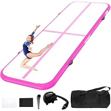 NBSPORT Inflatable Gymnastics Mat 10ft/13ft/16ft/20ft Air Tumble Track 4/8 inches Thickness Tumbling Mat with Electric Air Pump for Home/Training/Cheerleading/Yoga