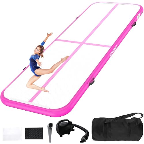 NBSPORT Inflatable Gymnastics Mat 10ft/13ft/16ft/20ft Air Tumble Track 4/8 inches Thickness Tumbling Mat with Electric Air Pump for Home/Training/Cheerleading/Yoga