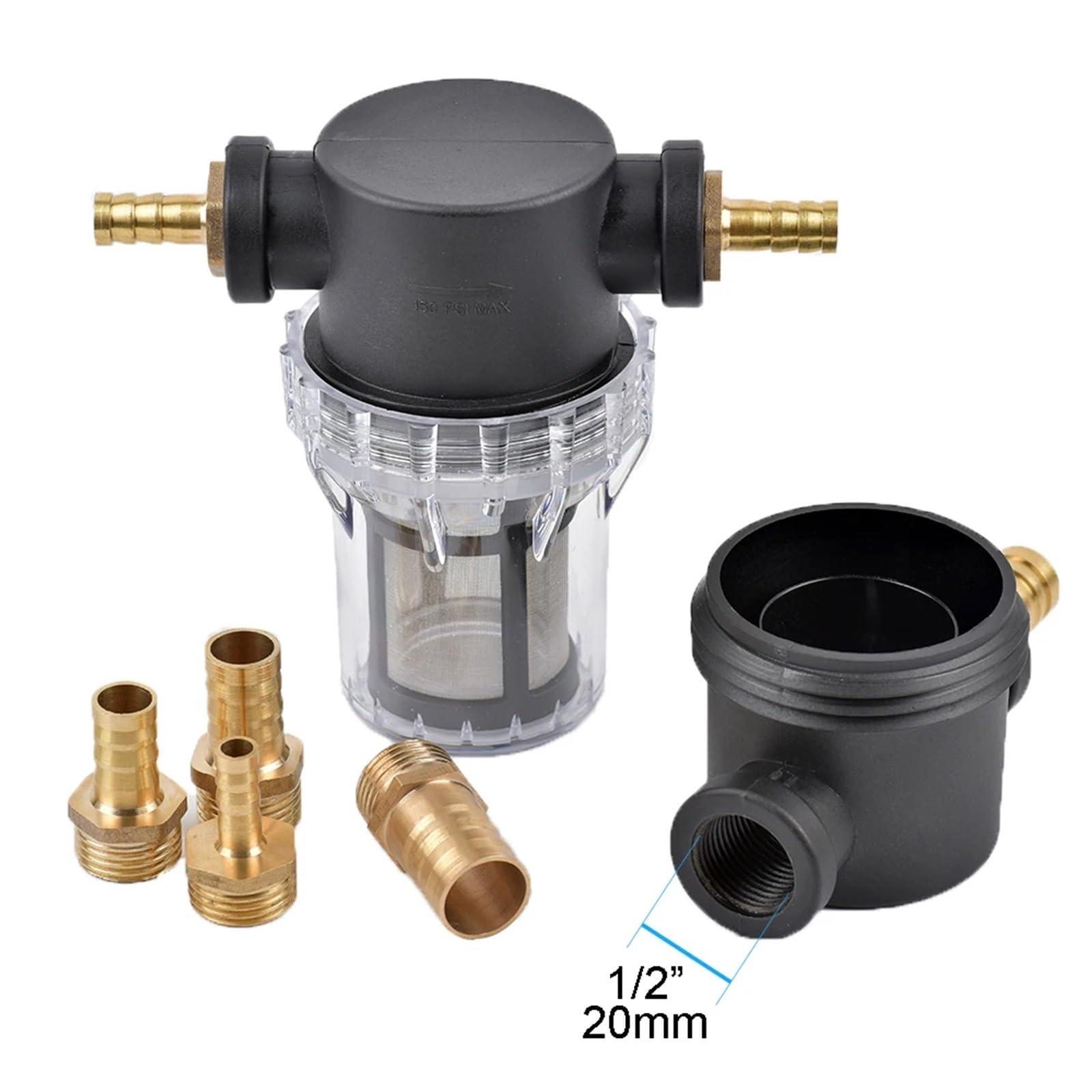 Manguera de riego for jardín de 1/2", Filtro de Malla 80, Filtro de riego agrícola, Acuario, pecera, Pagoda, Junta de Cobre, Bomba de Agua, tensión(1I2 Inch-25mm)