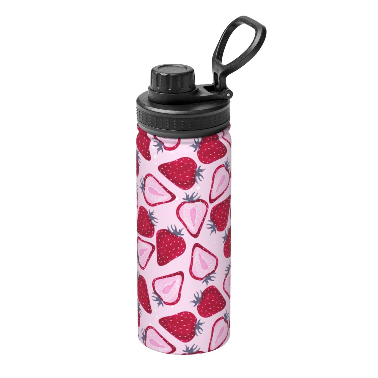 Kfjghhl Insulated Stainless Strawberry Pattern Steel Water Bottle For Sport Gym Travel Leak Camping Hiking Hydration