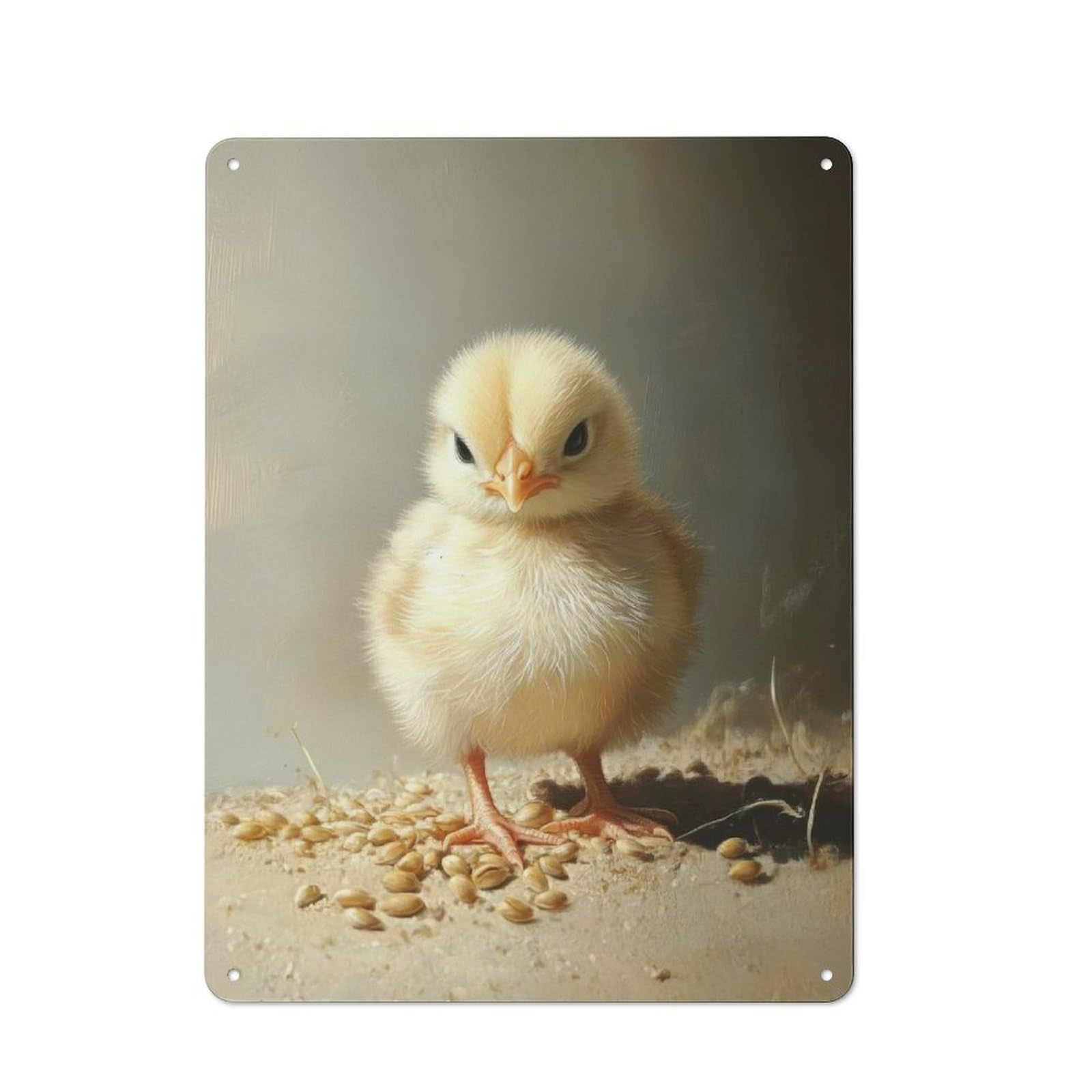 Angry Chick Portrait Retro-style Tin Sign 40x30cm for Guest Room Or Hallway, for An Autumn Update to Guest Room And Hallway