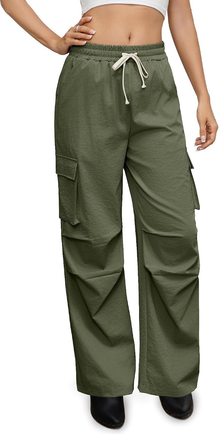 Women's Business Casual Trousers Pocketed Workwear Pants Women's High-Waisted Formal Wide-Leg Pants