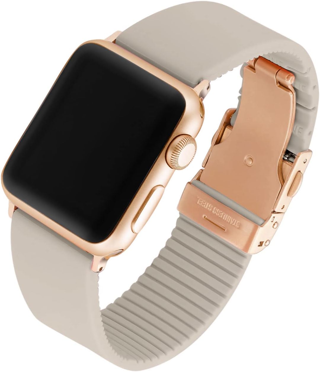 Divoti Compatible with Apple Watch | Premium Soft Silicone Sport Stainless Steel Bands| Quick-Release Comfortable & Stylish| Replacement Rubber Watch Strap for All Series 41/40/38-MM