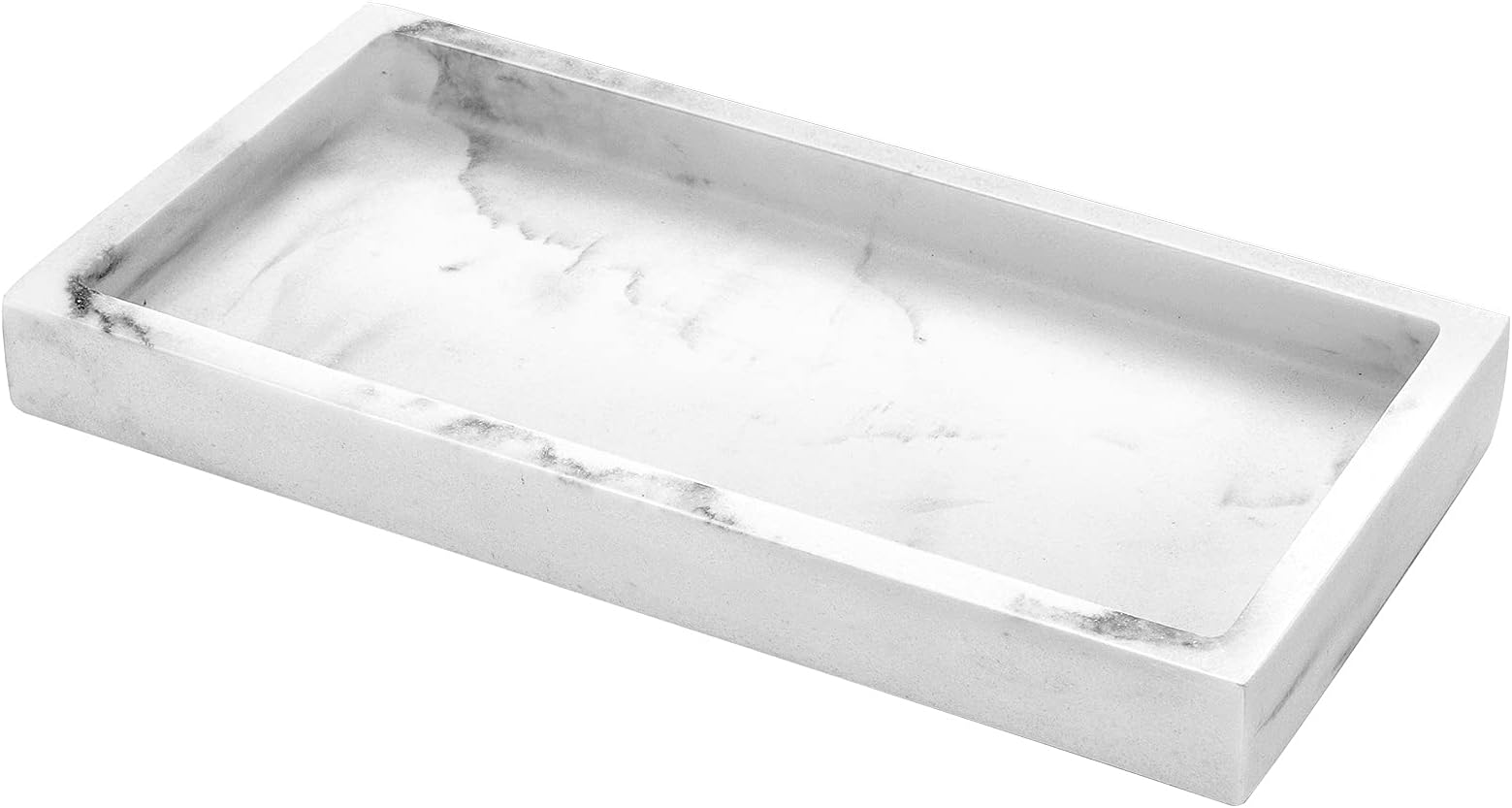 Luxspire Resin Bathroom Tray for Countertop Organizer, Mini, Gravel White