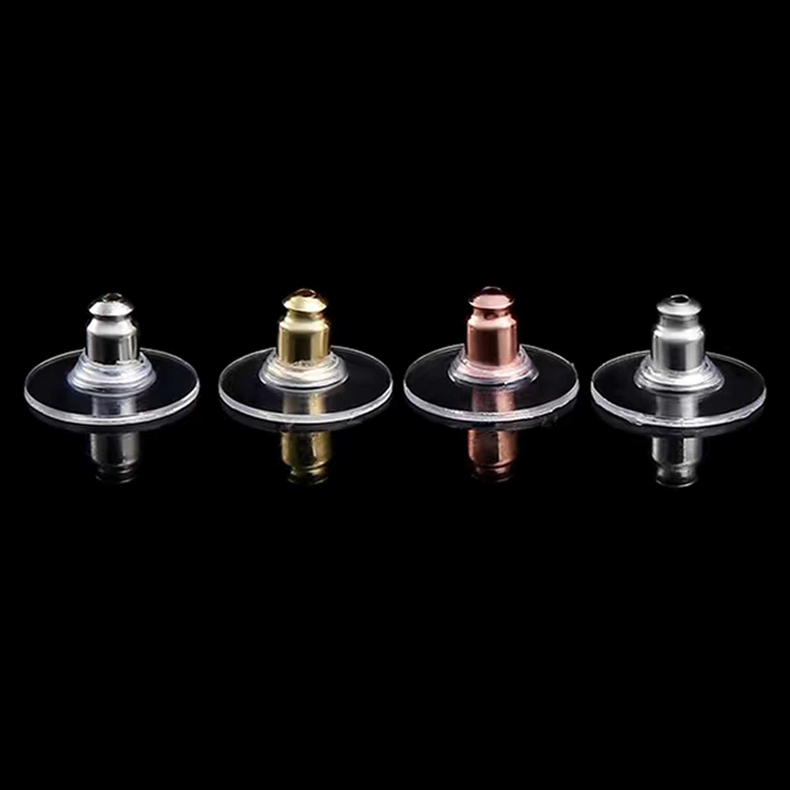 120 Pieces Bullet Clutch Earring Backs for Studs with Pad Rubber Earring Stoppers Pierced Safety Backs (4-in-1 Color)