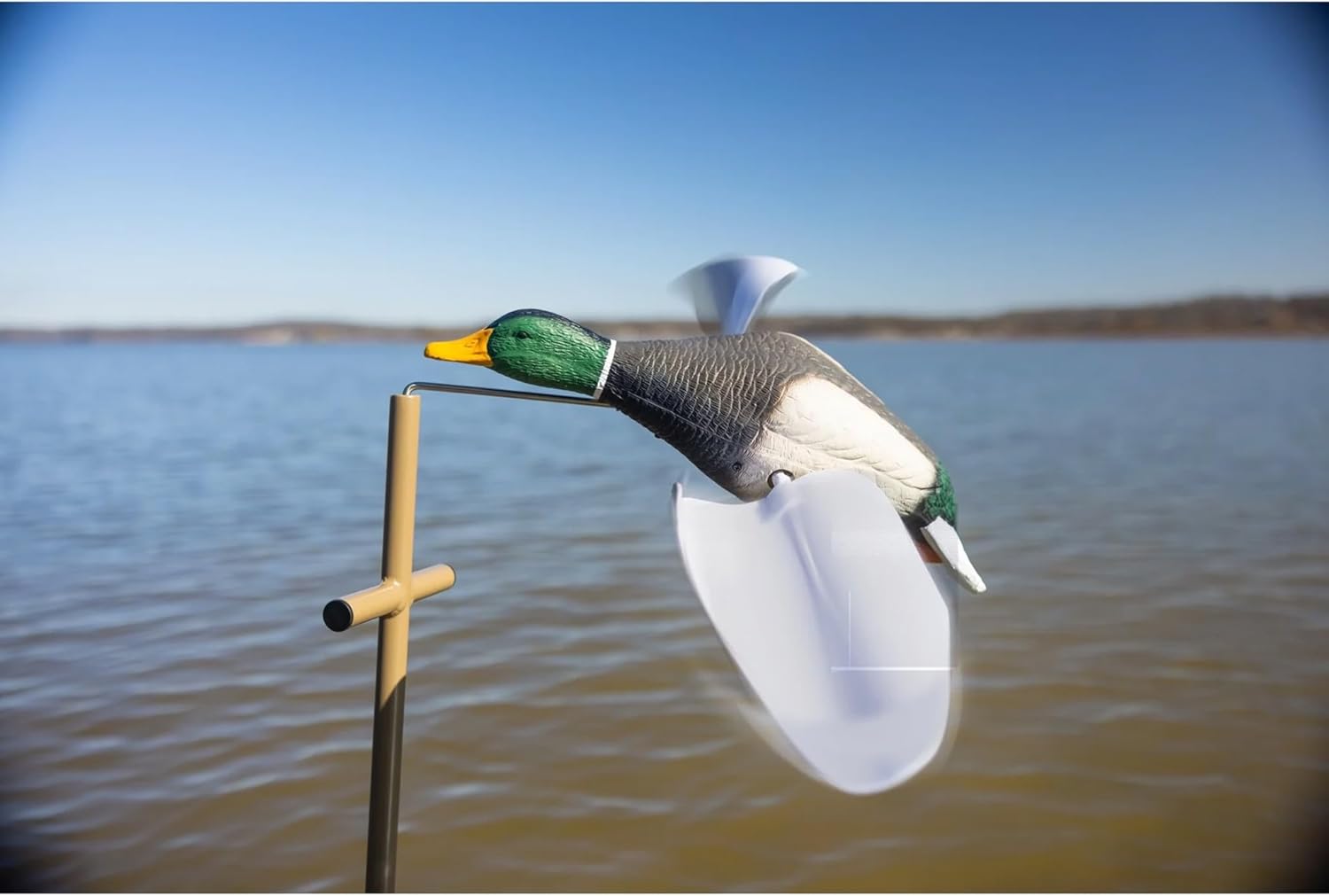 Higdon Outdoors Flasher Flyer Breeze | Mallard Drake Motion Duck Decoy with Wind Activated Spinning Wings for Waterfowl Hunting | Ultra Lightweight Design Mimics Whiffling Motion