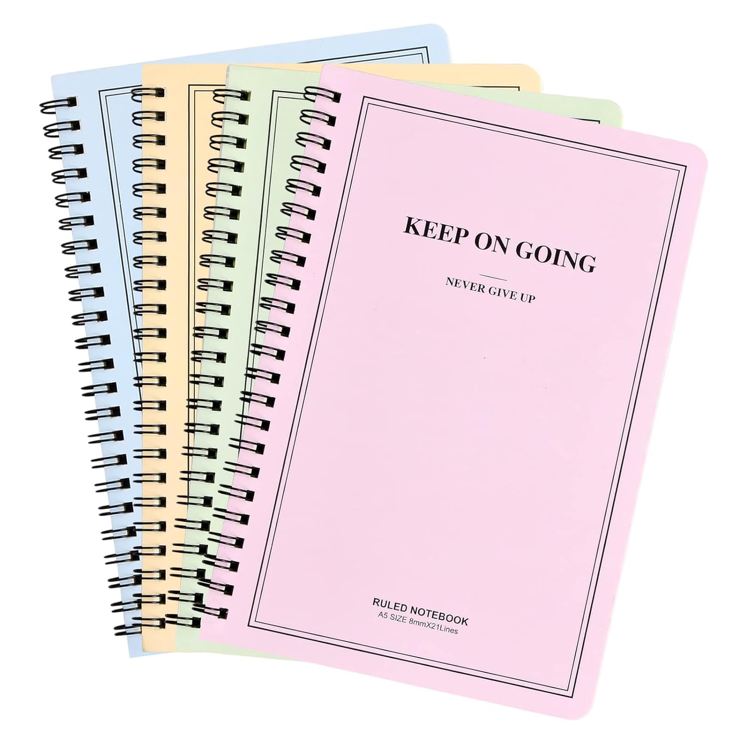 Nivofu Wirebound Notebooks, 4 Pieces of A5 Notepad Set, 20.7×14.8 cm, Journal, Spiral Notebooks, Cute Notepad