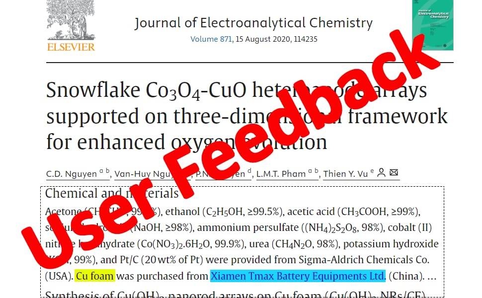 Copper Foam (100mm Length x 100mm Width x 5mm Thickness)