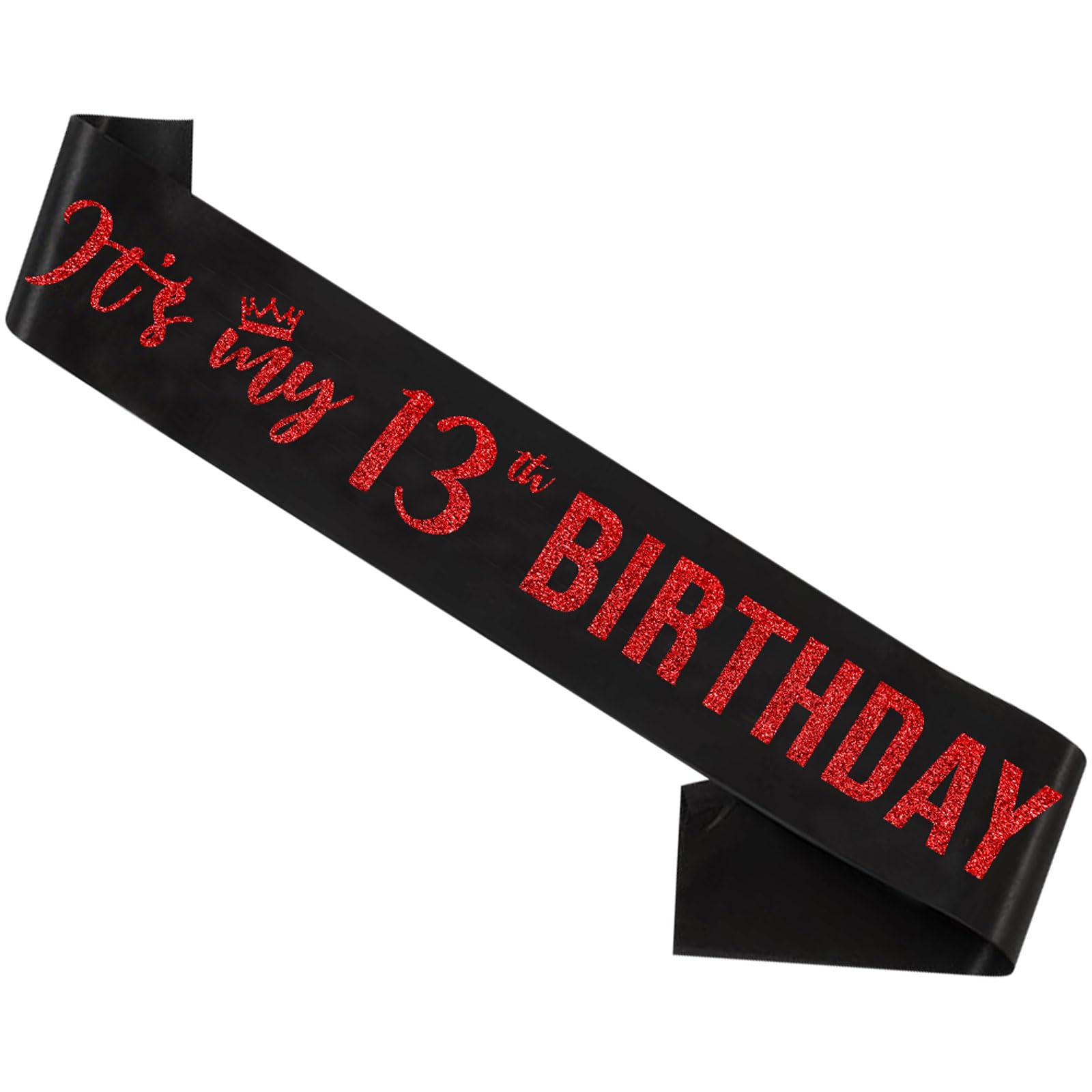 It’s My 13th Birthday Sash Red,13th Birthday Sash for Girls,Glitter Letter 13th Birthday Sash for Girls,Happy 13th Birthday Party Decorations,Black