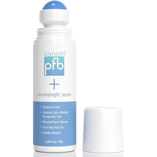 PFB Vanish Razor Bump Stopper Skin Care Treatment with Chromabright Dark Spot Remover, Roll On Formula Treats Ingrown Hairs and Razor Burns - 93g
