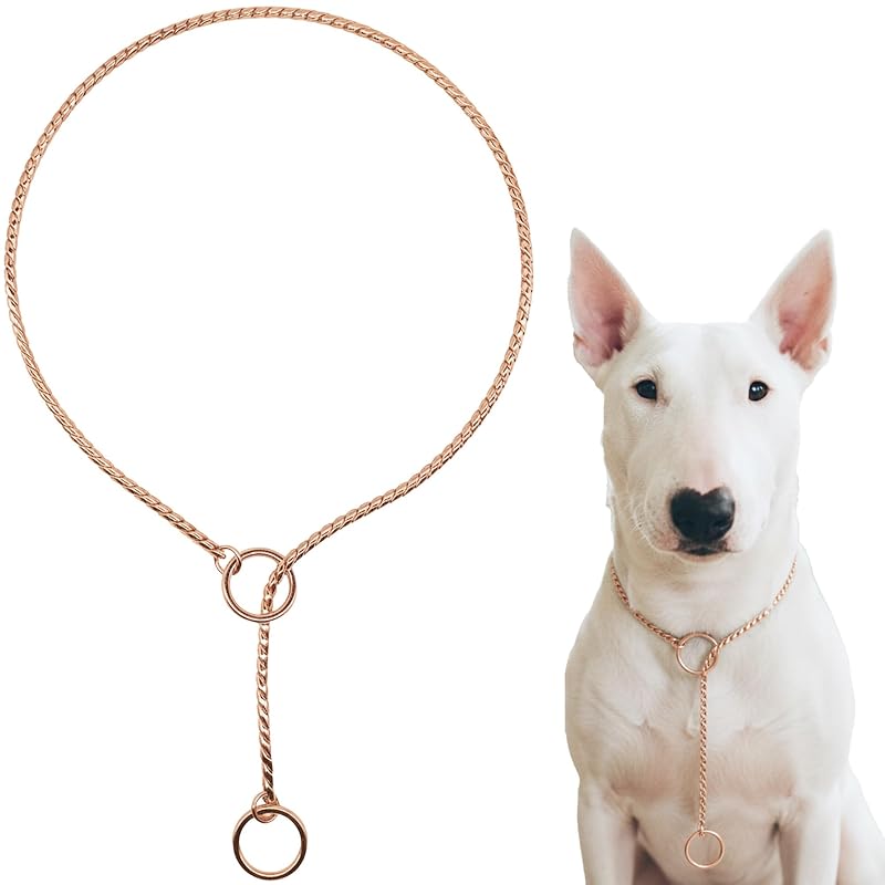 Cabresto de corrente para cães Umysky em latão com acabamento cromado Rose Gold 5 mm x 50,8 cm