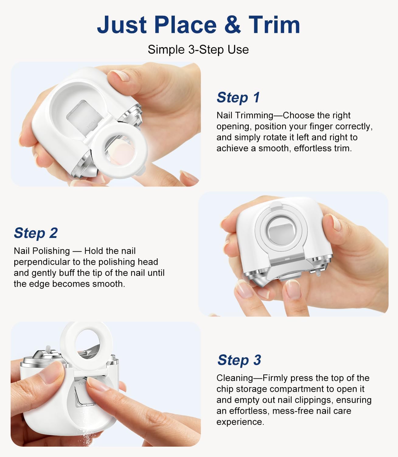 Electric Nail Clipper for Seniors, Electric Toenail Clipper with Dual Opening 0.8mm and 1.6mm, 2.5X Magnifier with LED Light & Nail Scrap Storage, 3-Speeds Automatic Trimmer and Polish