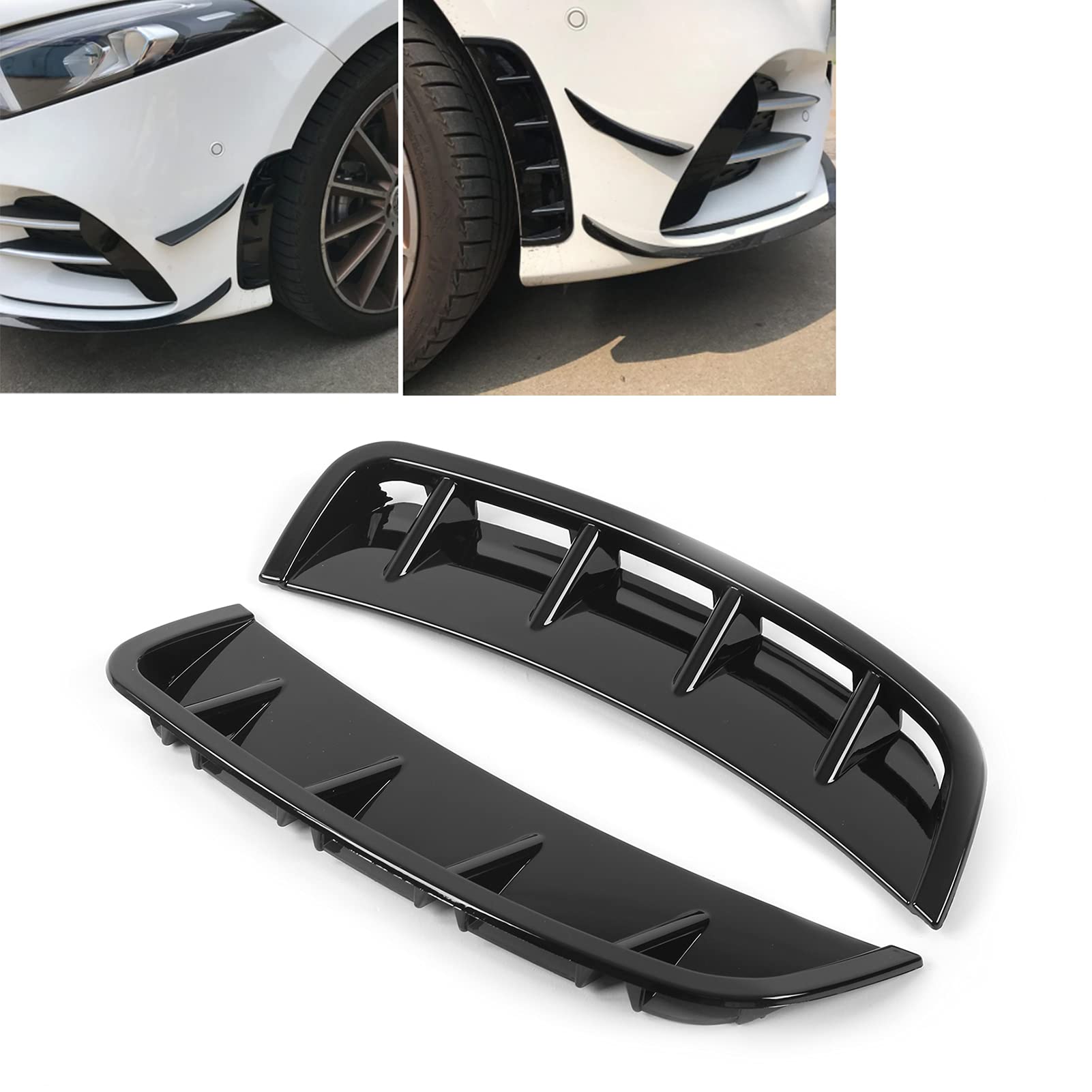 KIMISS Paraurti Labbro Diffusore, Paraurti Anteriore Side Trim Spoiler Sostituzione per Classe A Hatchback Berlina W177 AMG Line 2018+