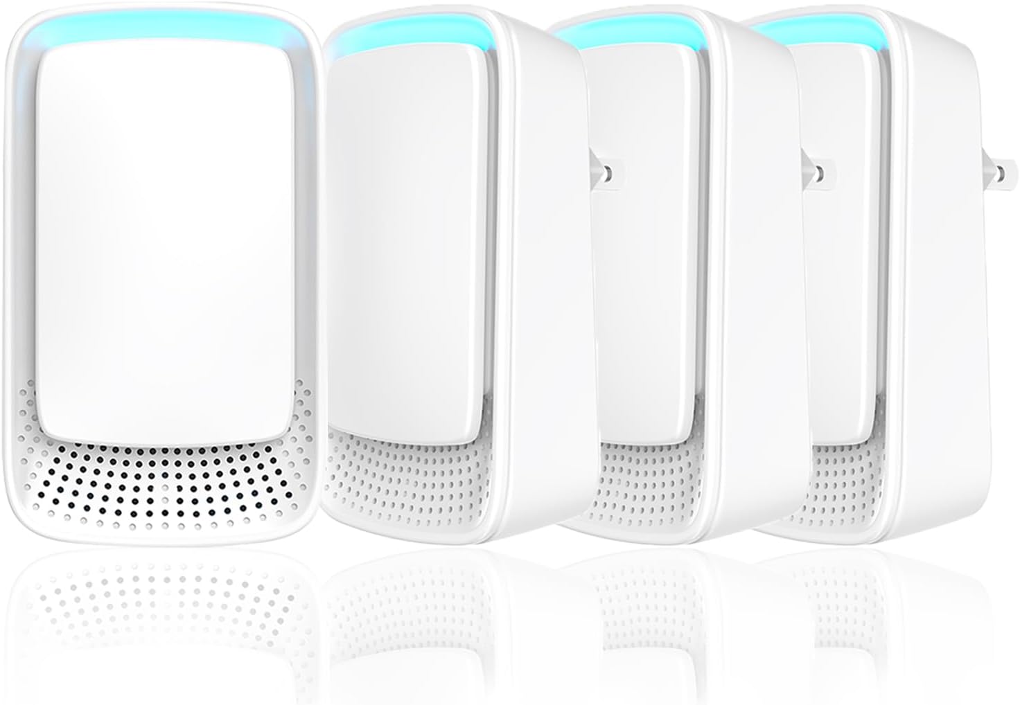 Plug-In Ion Air Purifier (4-Pack), Negative Ion Generator, Home Air Ionizer, Silent Filterless Portable Air Purifier for Small Rooms, Odor, Pet Odor - White