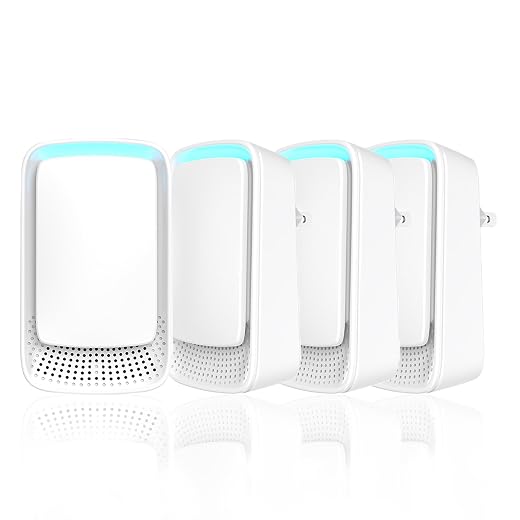 Plug-In Ion Air Purifier (4-Pack), Negative Ion Generator, Home Air Ionizer, Silent Filterless Portable Air Purifier for Small Rooms, Odor, Pet Odor - White