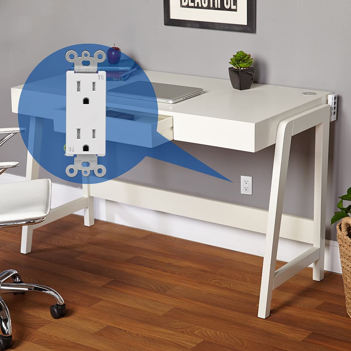 CML 15 Amp Decorator Wall Recetpacle Outlet, 50 Pack Tamper Resistant (TR) Decor Standard Electrical Outlets, 15A/125V, 2 Pole 3 Wire, UL Listed, White