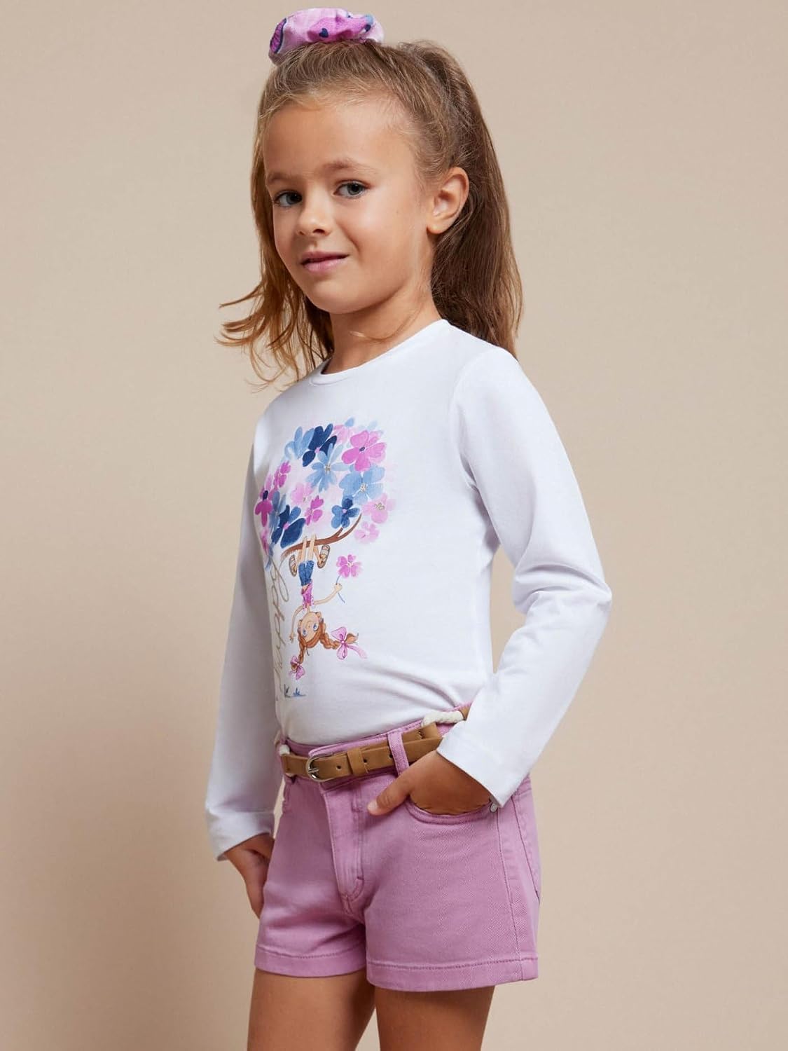 Mayoral Basic Twill Shorts for Girls Orchid