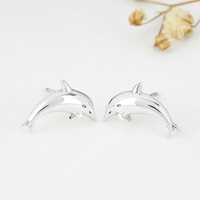 Boma Jewelry Sterling Silver Dolphin Stud Earrings