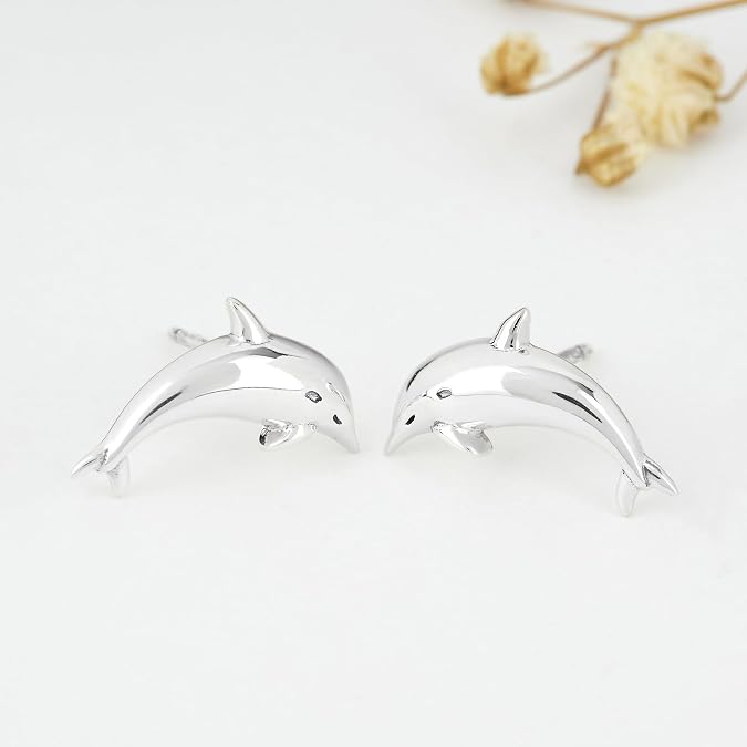 Boma Jewelry Sterling Silver Dolphin Stud Earrings