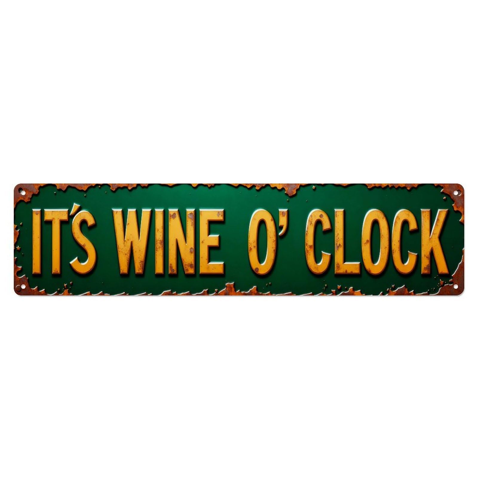 Its Wine O Clock Metal Tin Sign Plaque