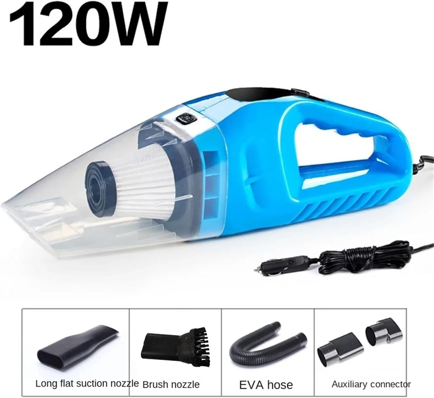 Car Vacuum Cleaner Dry Wet Dual Use Small Air Duster with 5M Cable Powerful Hoover Auto Vacuum Cleaner Compatible with Vehicle Home Cleaning(Blue)