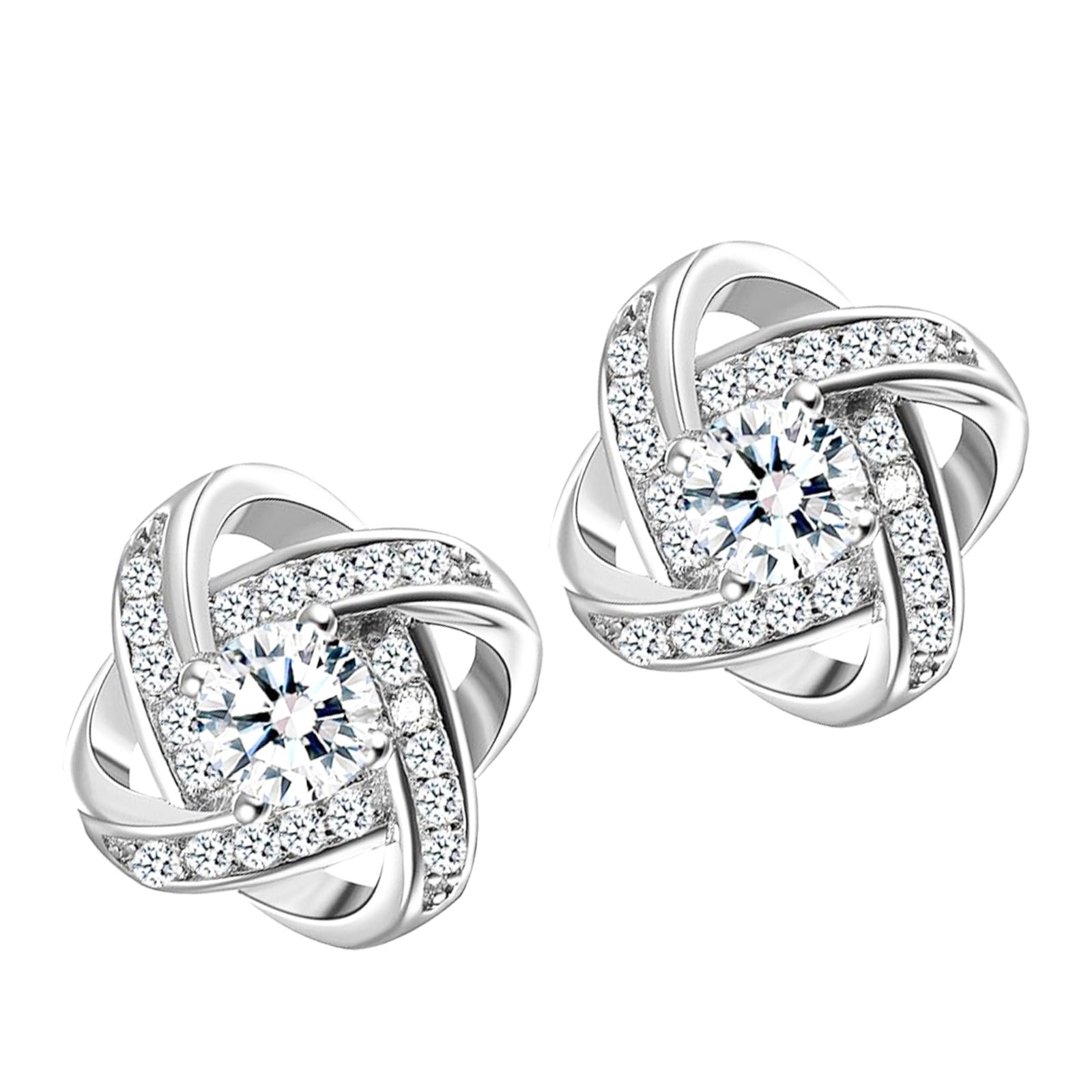 Sale Clearance Earrings Women’s 925 Sterling Silver Stud Cubic Zirconia Ear Studs One Pair Cubic Zirconia Earrings Gifts for Mother's Day