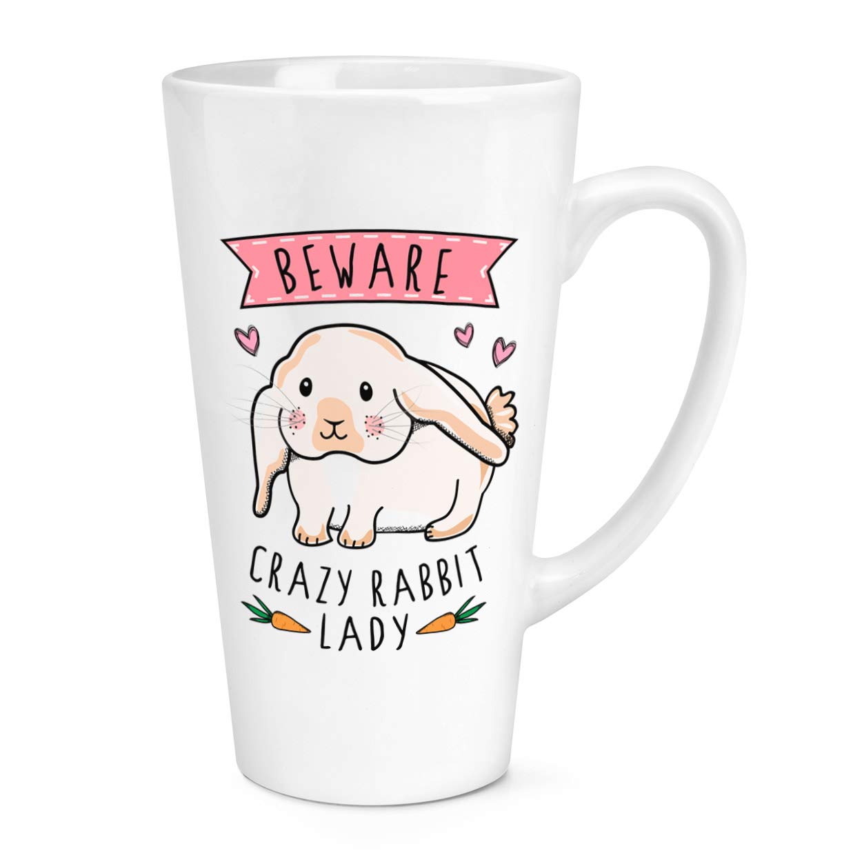 Beware Crazy Rabbit Lady 17oz Large Latte Mug Cup