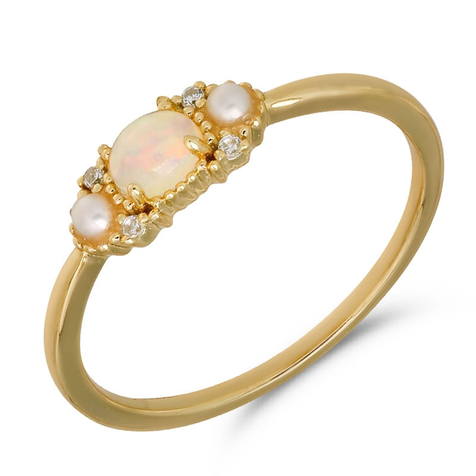 Anelli per partner in oro giallo 9 K/14 K/18 K con opale ovale colorato, classico a 4 griffe