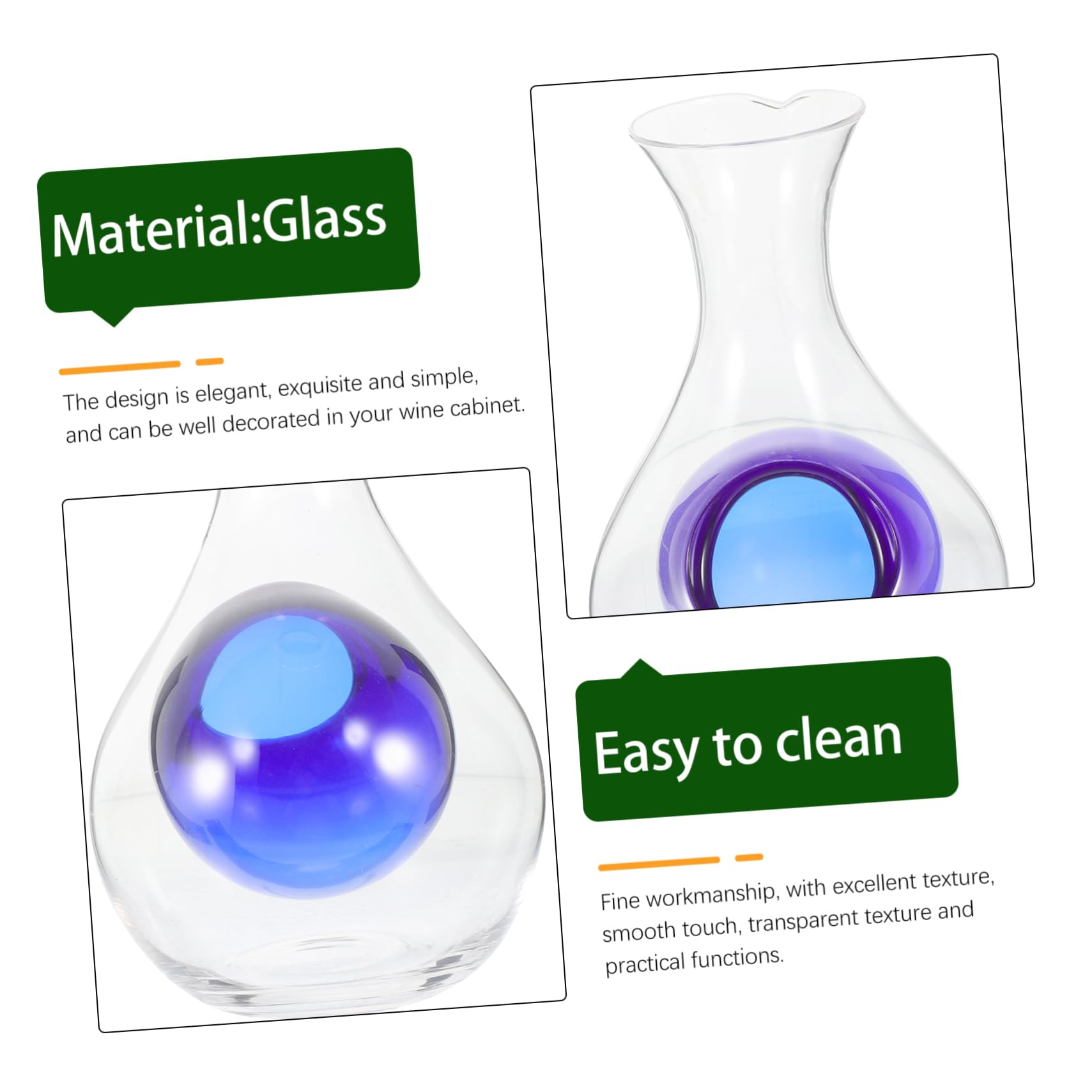 MUCKLILY Transparent Glass Wine Decanter Mouth Carafe for Wine for Aeration and Serving for Wine Tasting Events and Gatherings