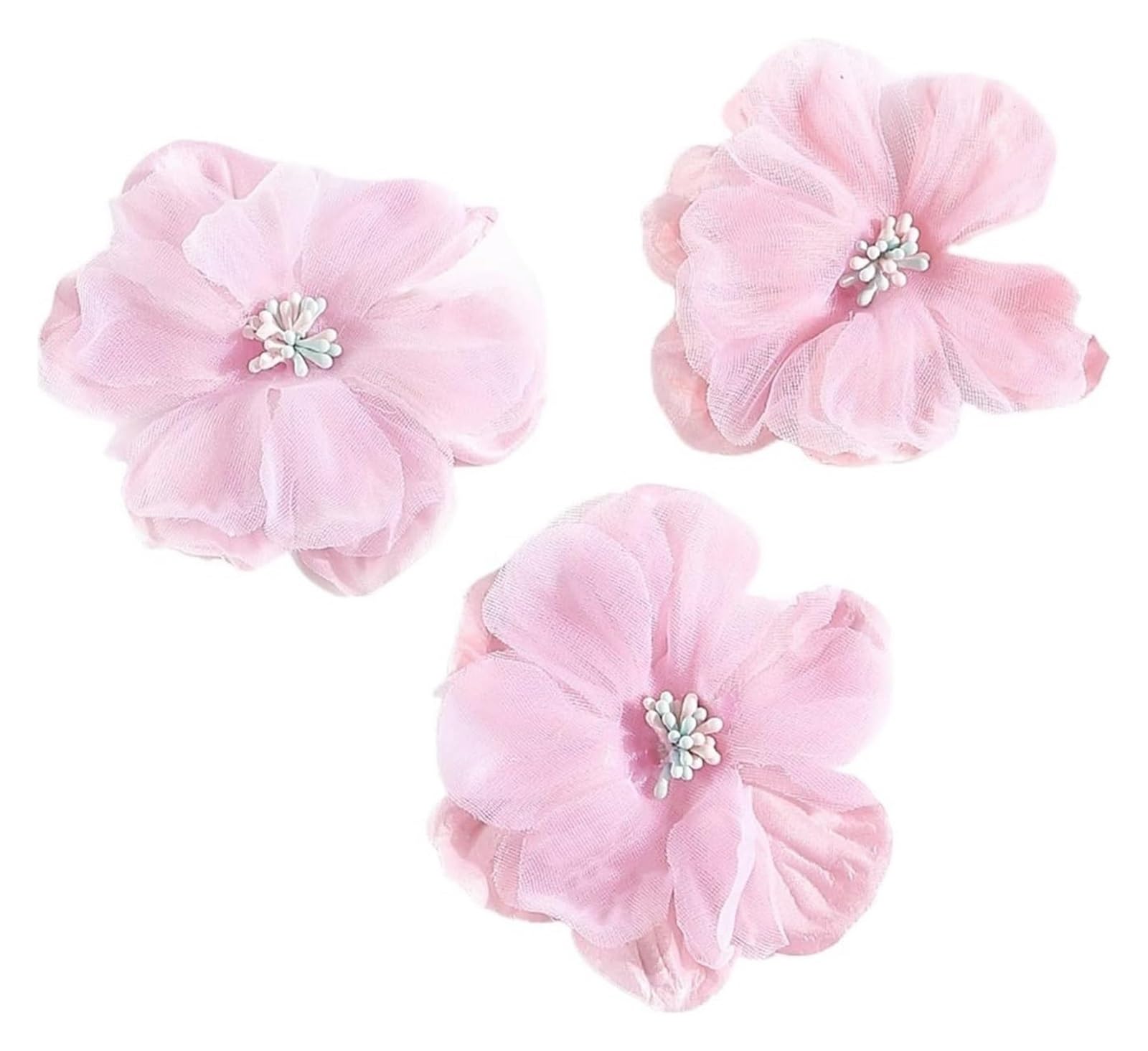 Kwiaty ze sztucznej tkaniny, kwiaty szyfonowe, opakowanie 10 sztuk wielokolorowe do majsterkowania sukni ślubnej szycie spinki włosów rękodzieło wianek(Pink)