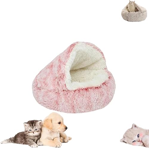 Miniatura 9 de Cama de Cocoón Acogedora para Mascotas, Cama Acogedora para Mascotas para Perros, Cama de Peluche de Invierno para Mascotas, Cama de Cocoón Gris -