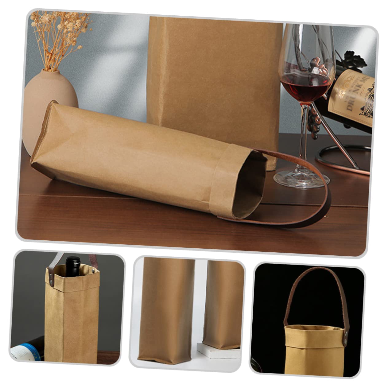 Zerodeko 5pièces à Vin Papier Kraft Lavable De Rangement Pour Bouteilles De Vin Pochettes De Présentation Élégantes Pour Événements Et