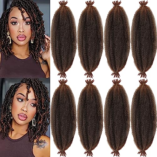 8 Packs Springy Afro Twist Hair 16 inch Pre-Separated Marley Twist Braiding Hair for Distressed Faux Locs Spring Twist Hair Extensions for Women (1B/30, 16 Inch (Pack of 8))