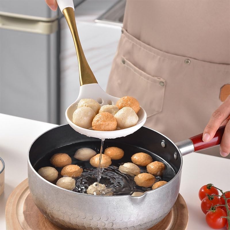 Stainless Steel Gold Plated Handle Silicone Kitchenware Kitchen Cooking Tools Spatula Pot Soup Spoon Eight Piece Set