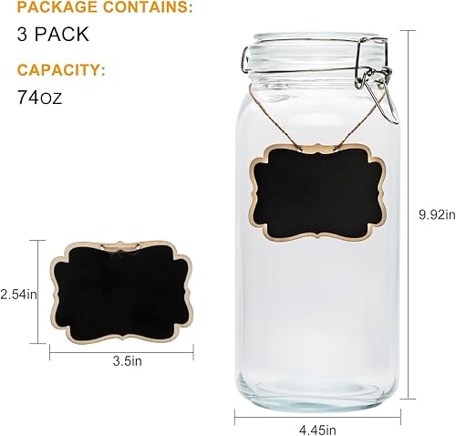 Miniatura 9 de Tarros de vidrio para almacenamiento de cocina con tapas, recipiente de vidrio hermético de 32 onzas con tapa con bisagras, perfecto para conservas